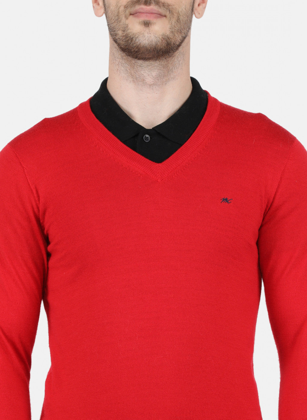 Men Red Solid Pullover