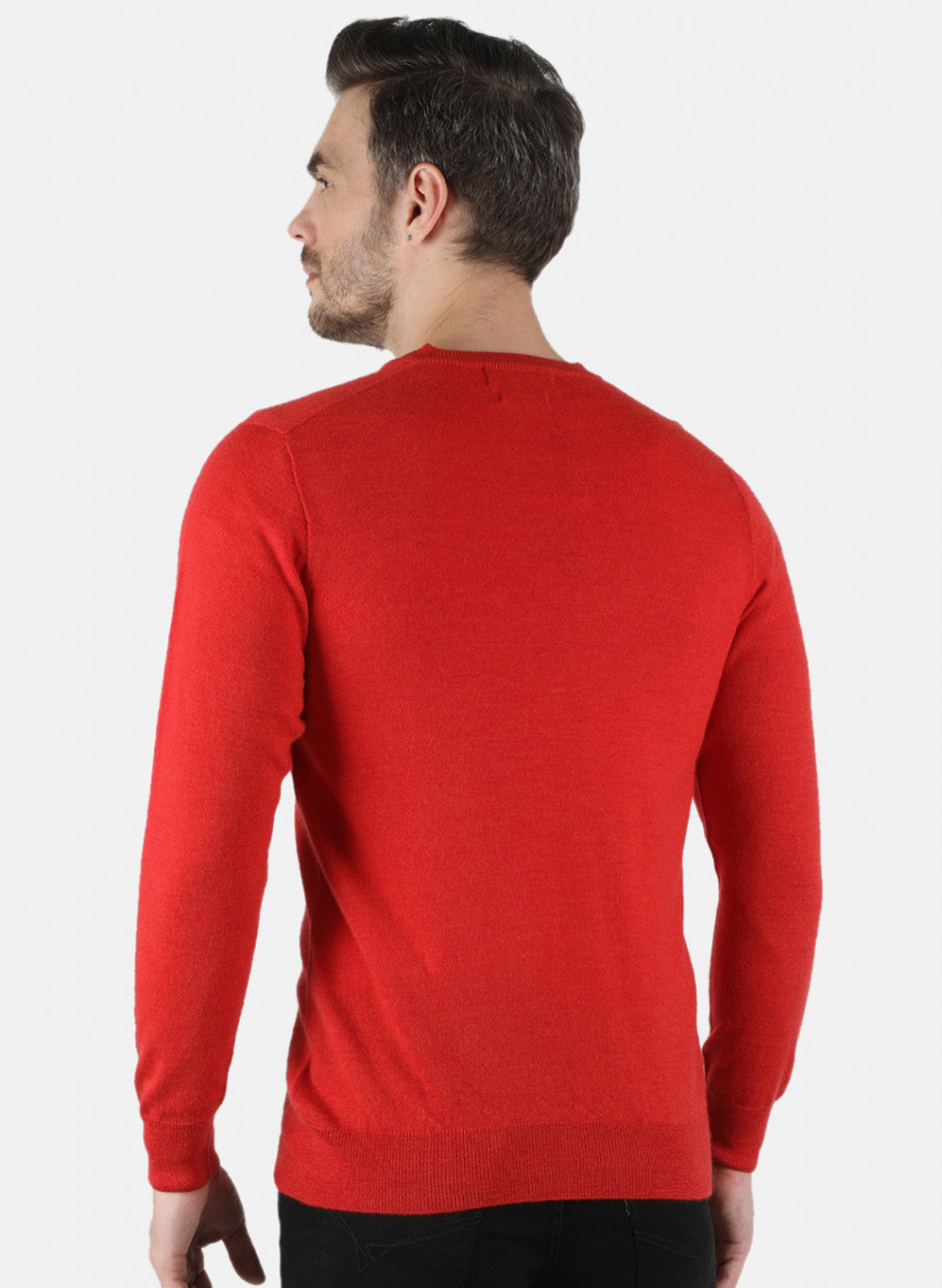 Men Red Solid Pullover