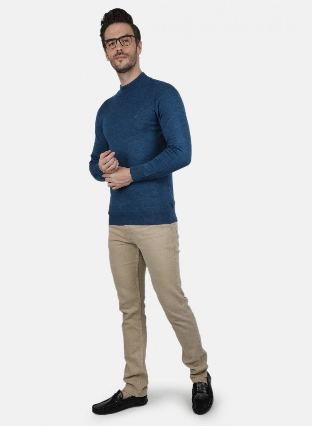 Men Blue Solid Pullover