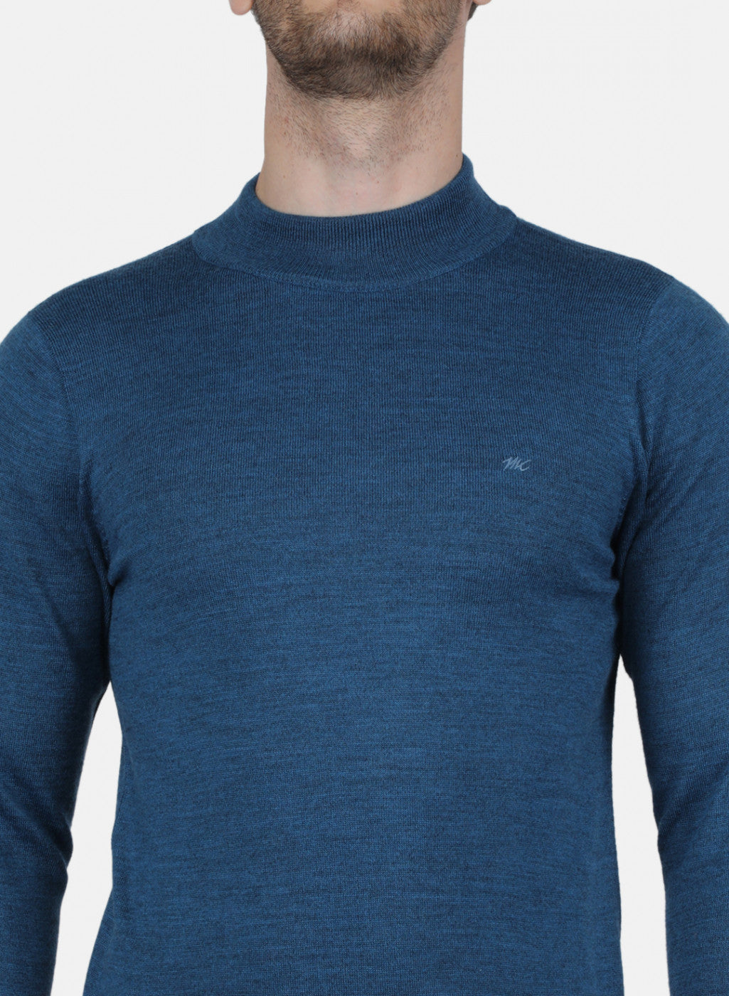 Men Blue Solid Pullover