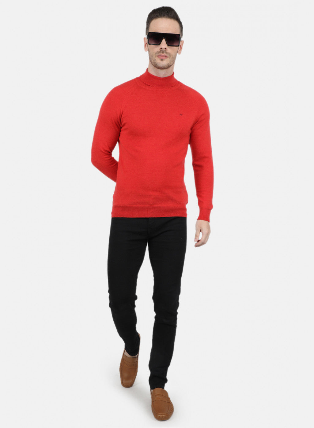 Men Red Solid Pullover