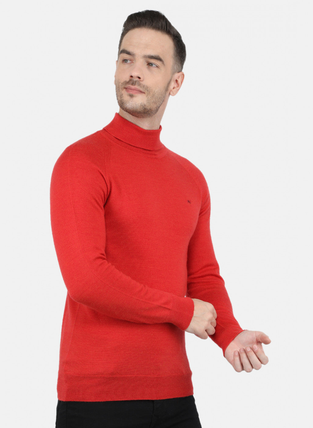 Men Red Solid Pullover