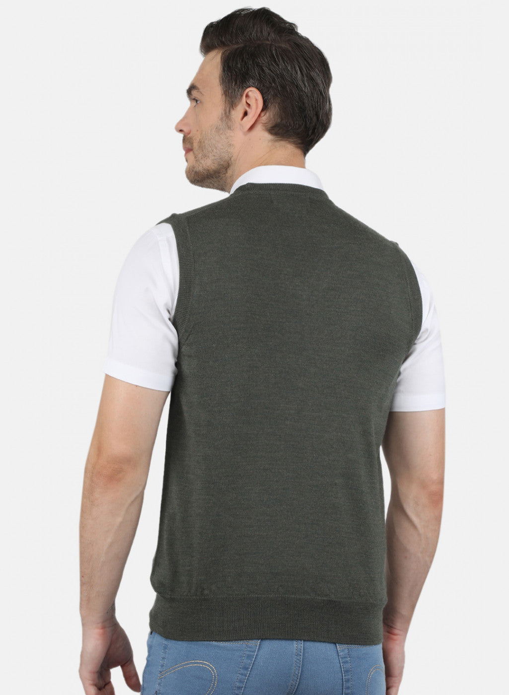 Men Olive Solid Sweater