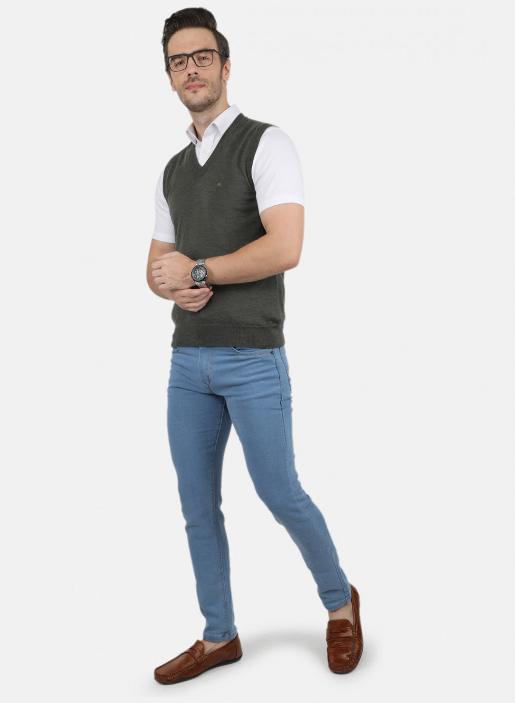 Men Olive Solid Sweater