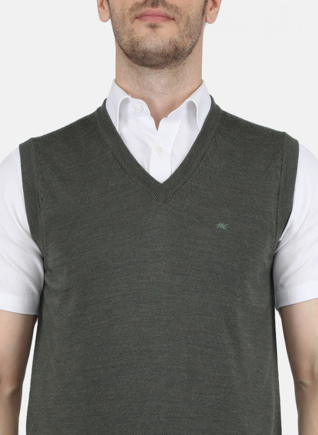 Men Olive Solid Sweater