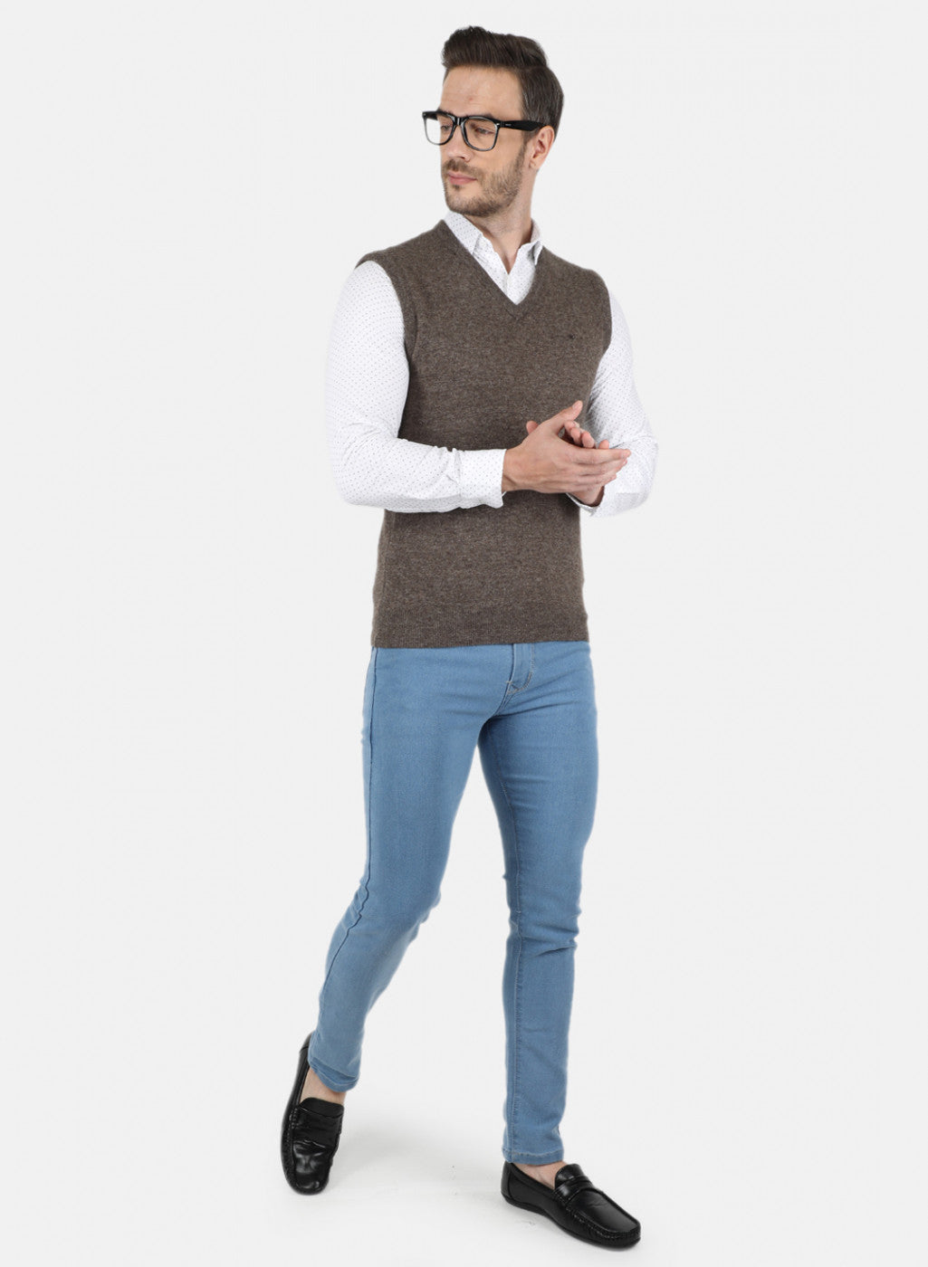 Men Light Brown Solid Sweater