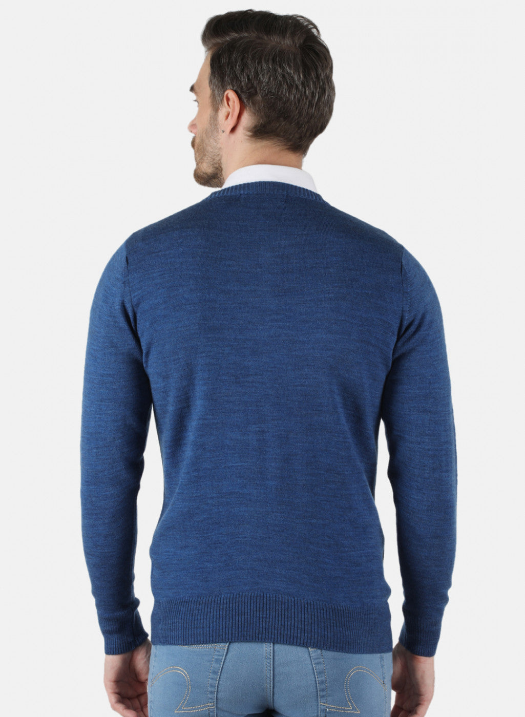 Men Blue Solid Pullover