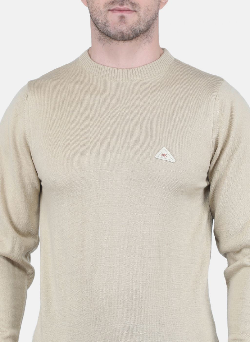 Men Beige Solid Pullover