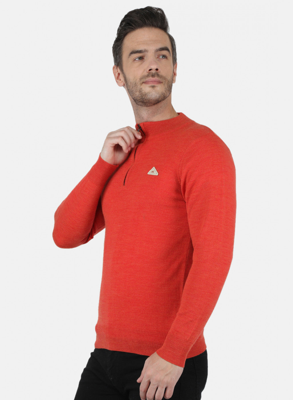 Men Orange Solid Pullover