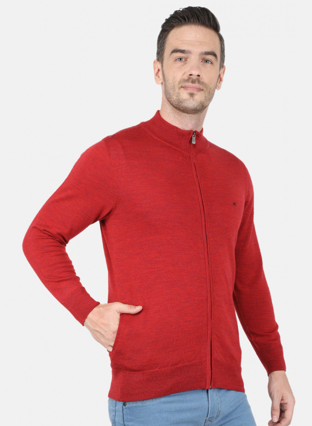 Men Red Solid Pullover
