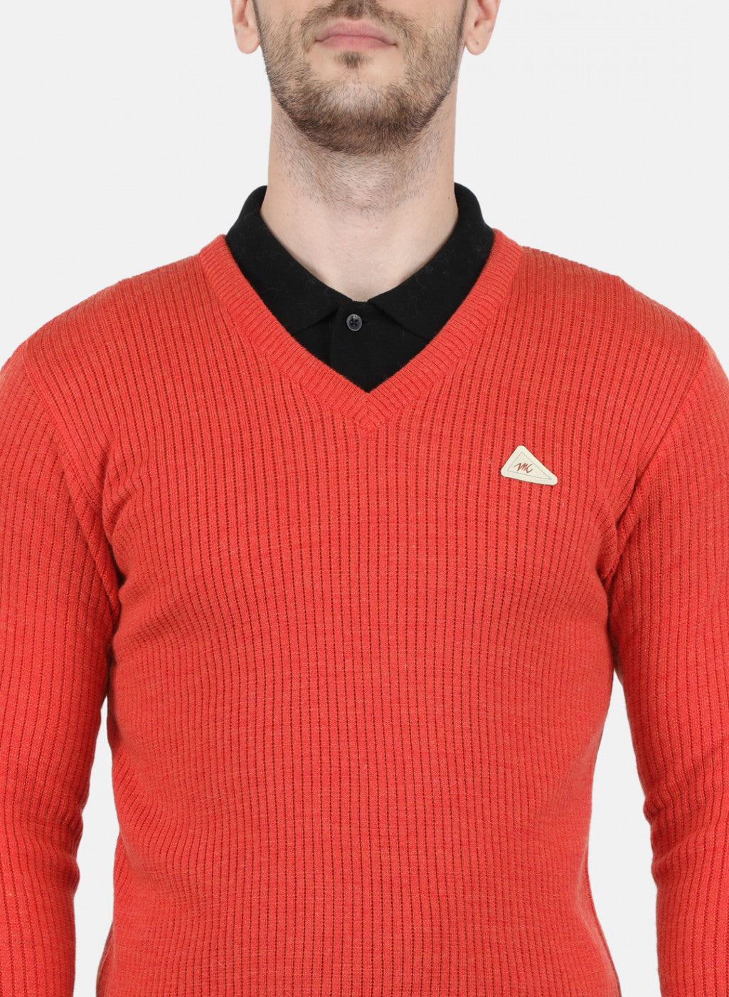 Men Orange Solid Pullover