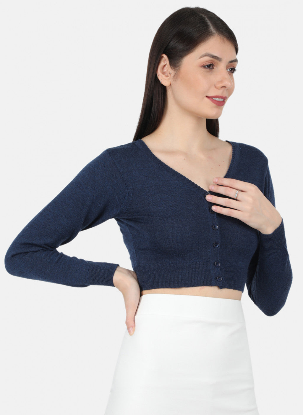 Women Navy Blue Solid Blouse