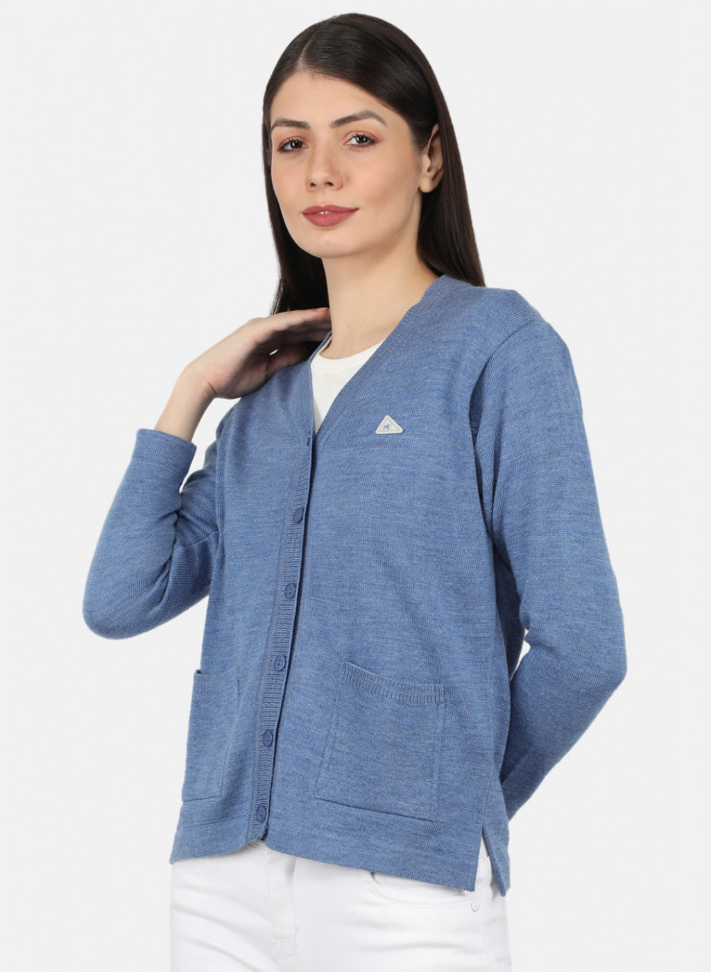 Women Blue Solid Cardigan