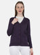 Women Purple Solid Cardigan