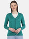 Women Sea Green Solid Cardigan
