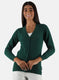 Women Green Solid Cardigan