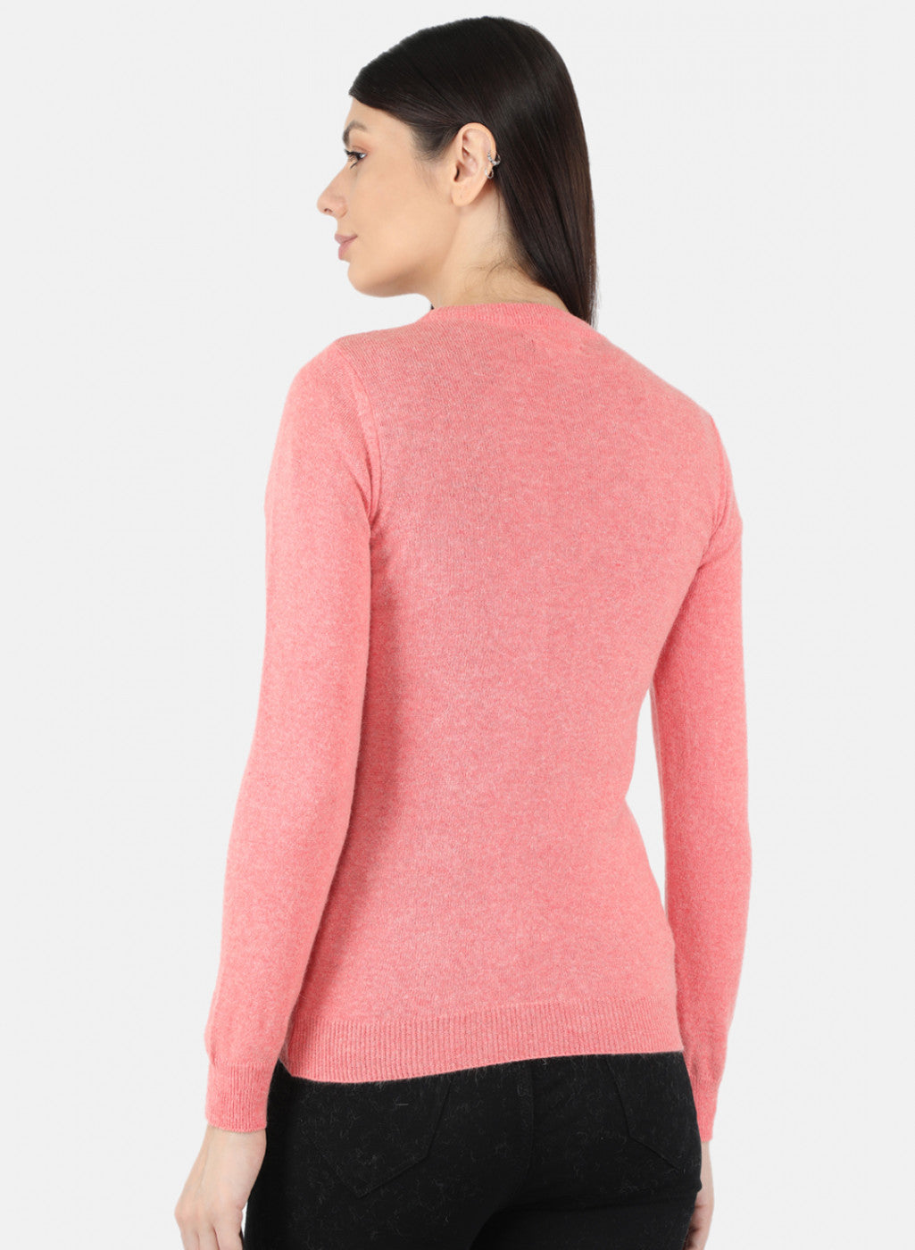 Women Peach Solid Winter Top