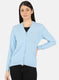 Women Blue Solid Cardigan