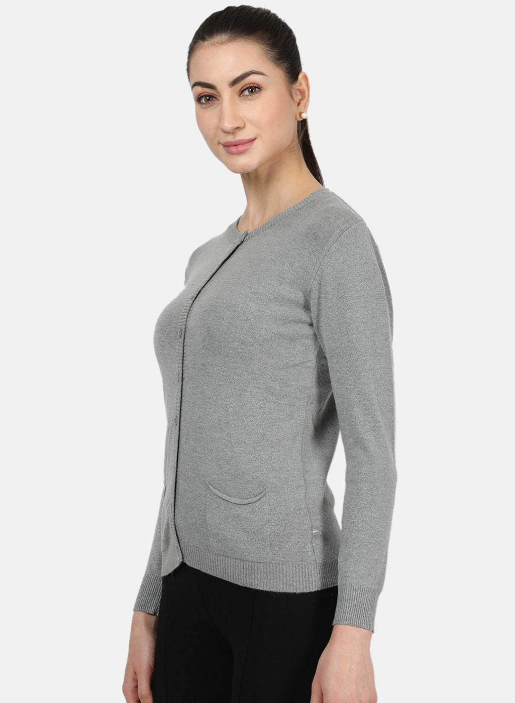 Women Grey Solid Cardigan