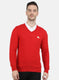 Men Red Self Design Pullover