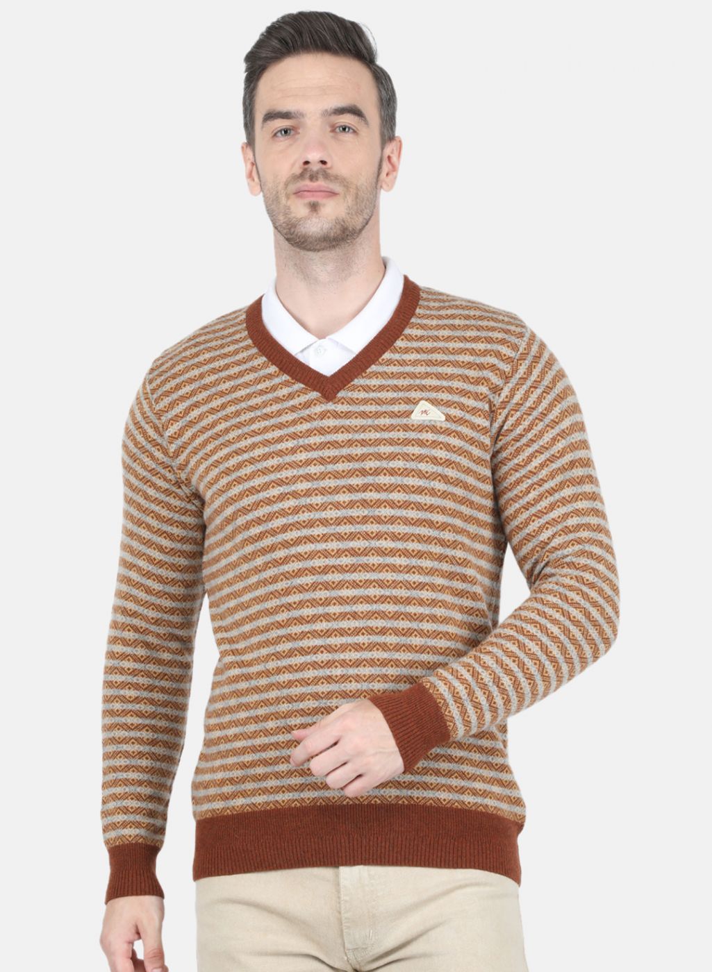 Men Multi Color Self Design Pullover