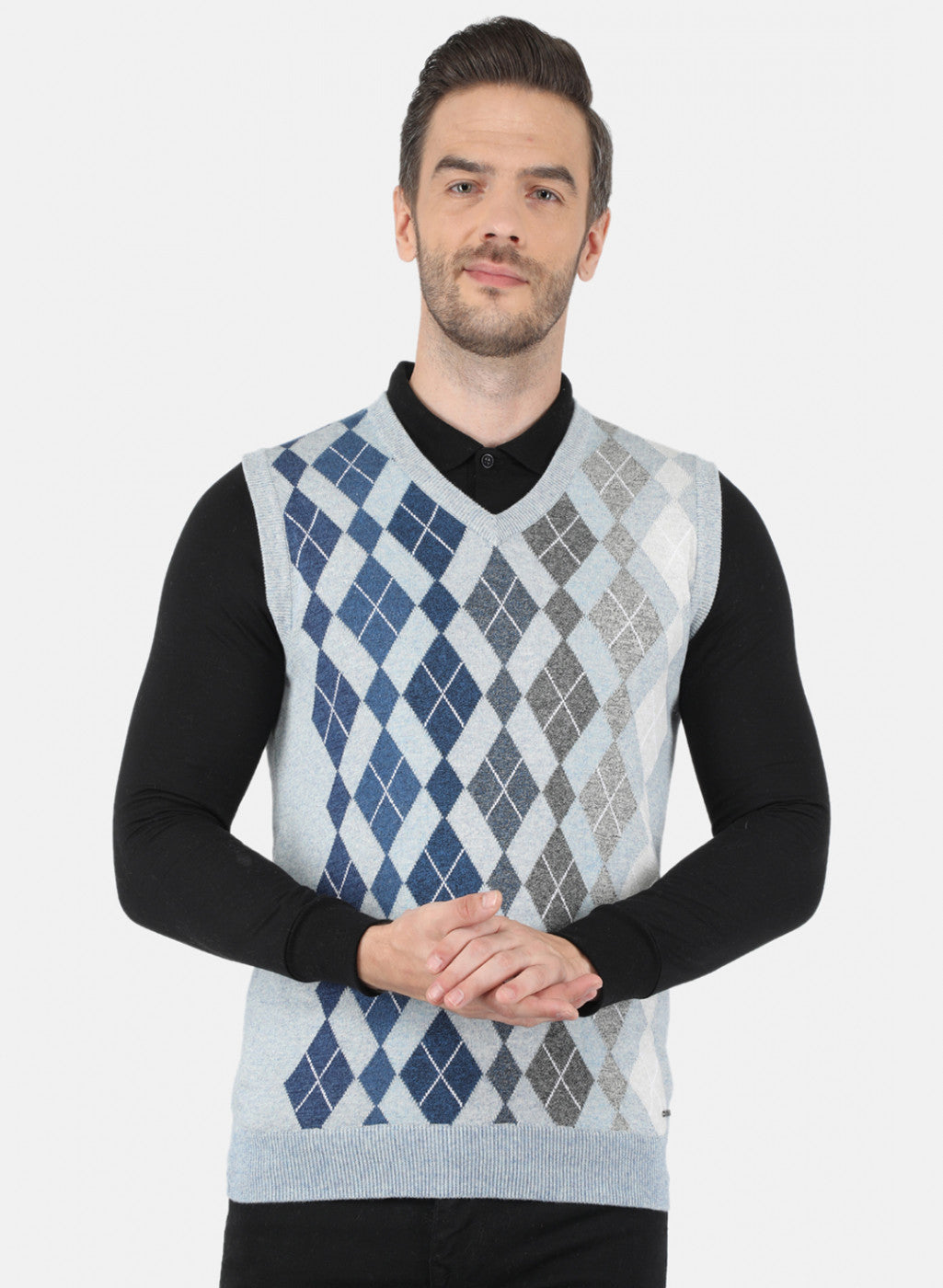 Men Blue Printed Sweater