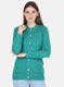 Women Green Self design Cardigan