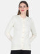 Women Off White Self design Cardigan