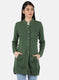 Women Green Self Design Coat