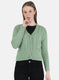 Women Light Green Self Design Cardigan