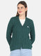 Women Green Self design Cardigan