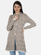 Women White Self Design Coat