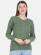 Women Green Self design Cardigan