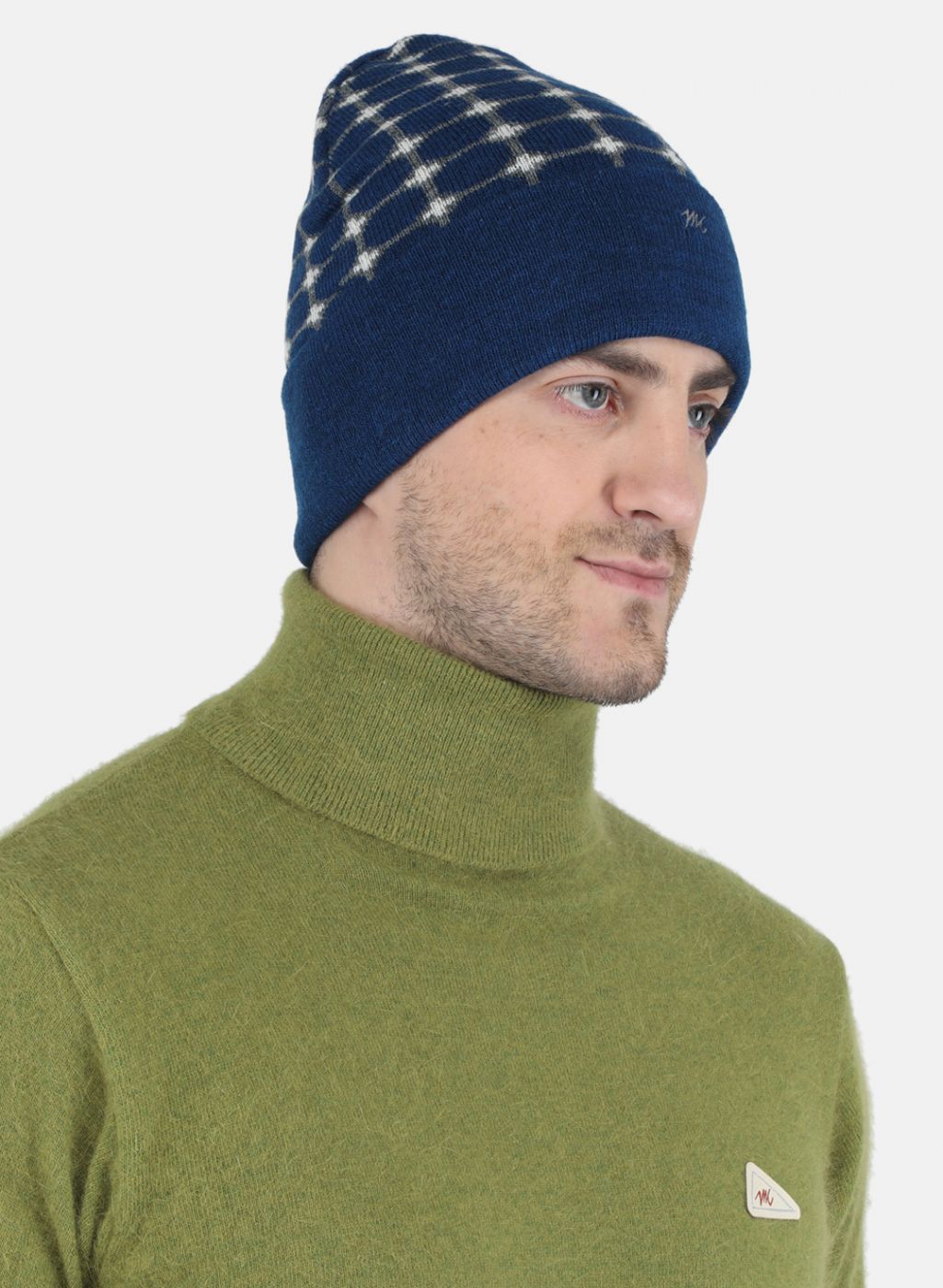 Men Blue Self Design Cap