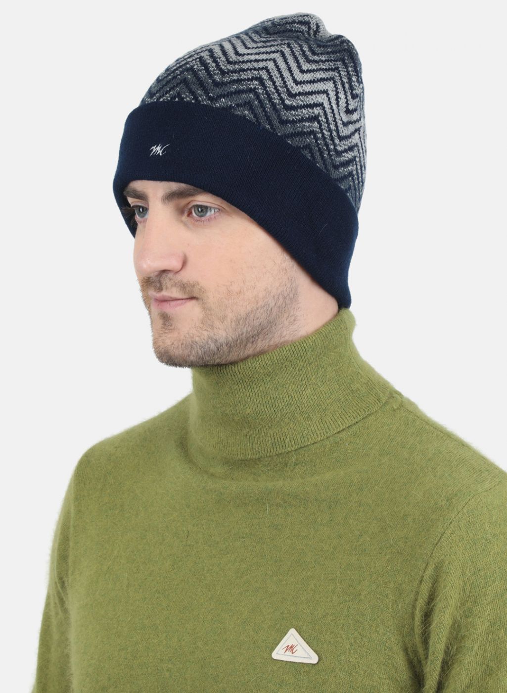 Men NAvy Blue Self Design Cap