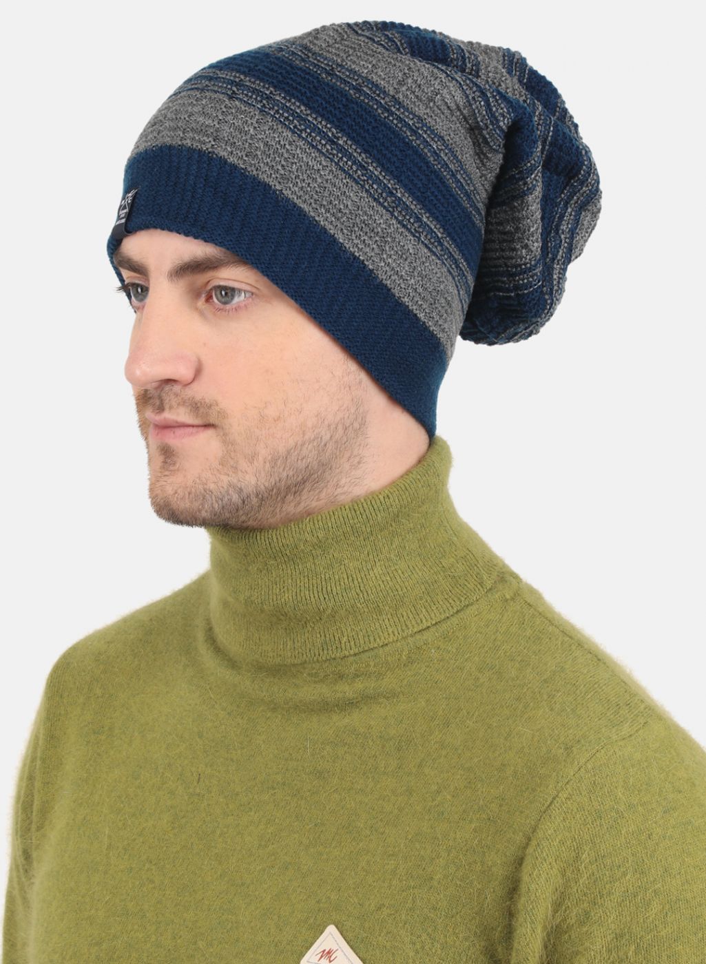 Men Blue Self Design Cap