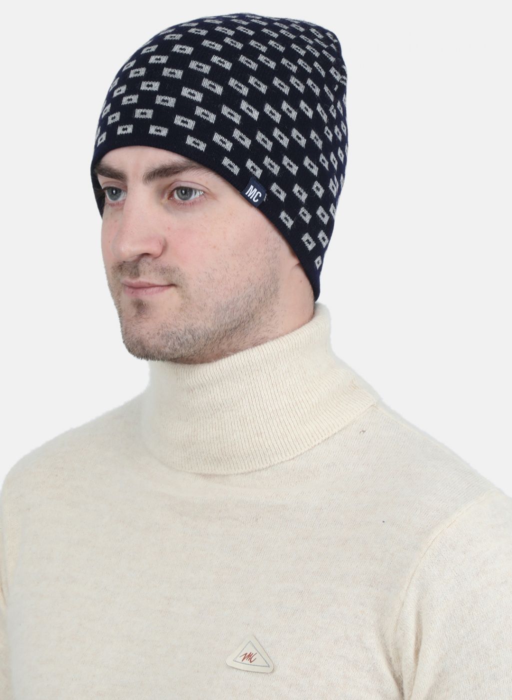 Men NAvy Blue Self Design Cap
