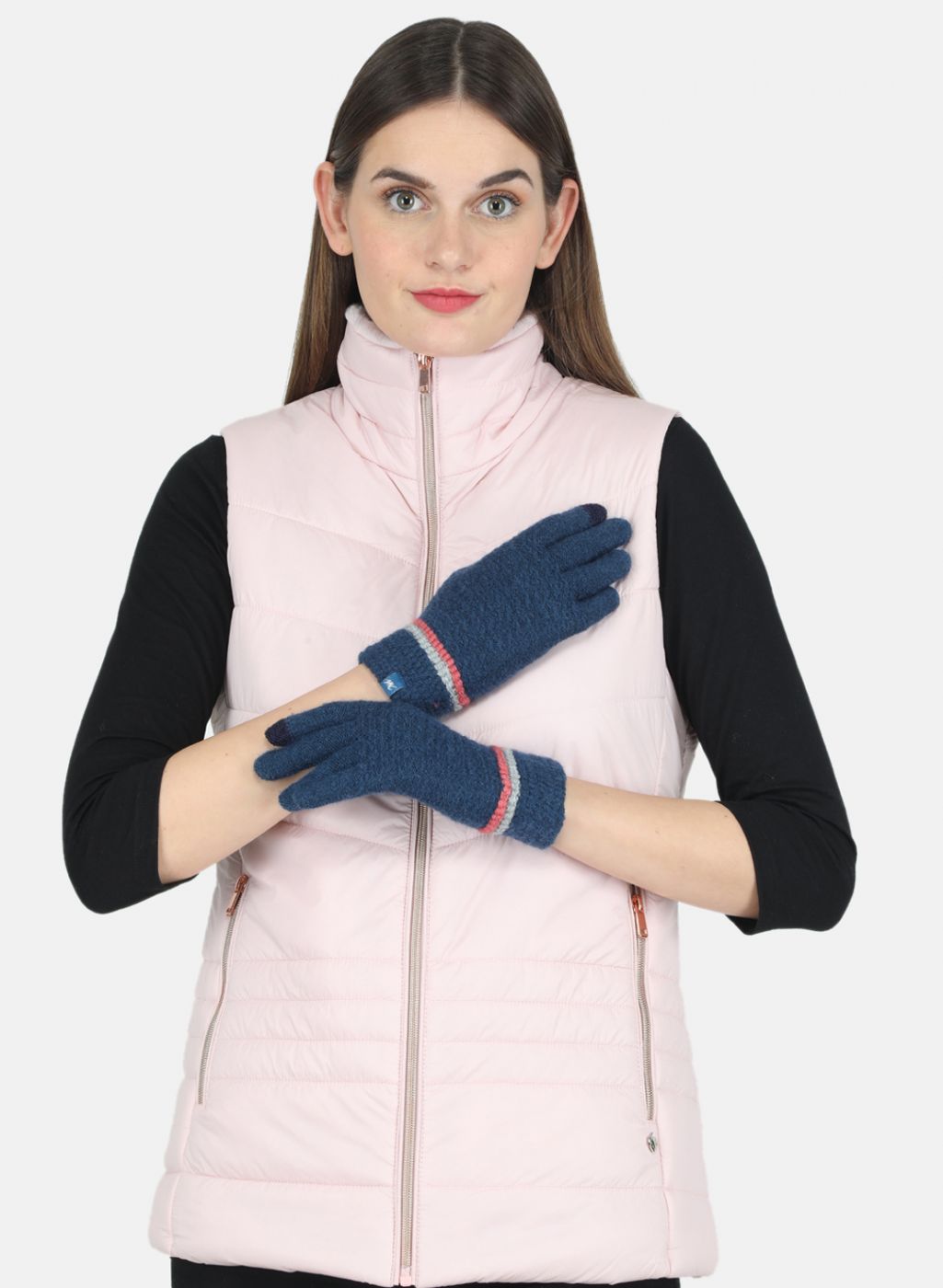 Women NAvy Blue Self design Gloves