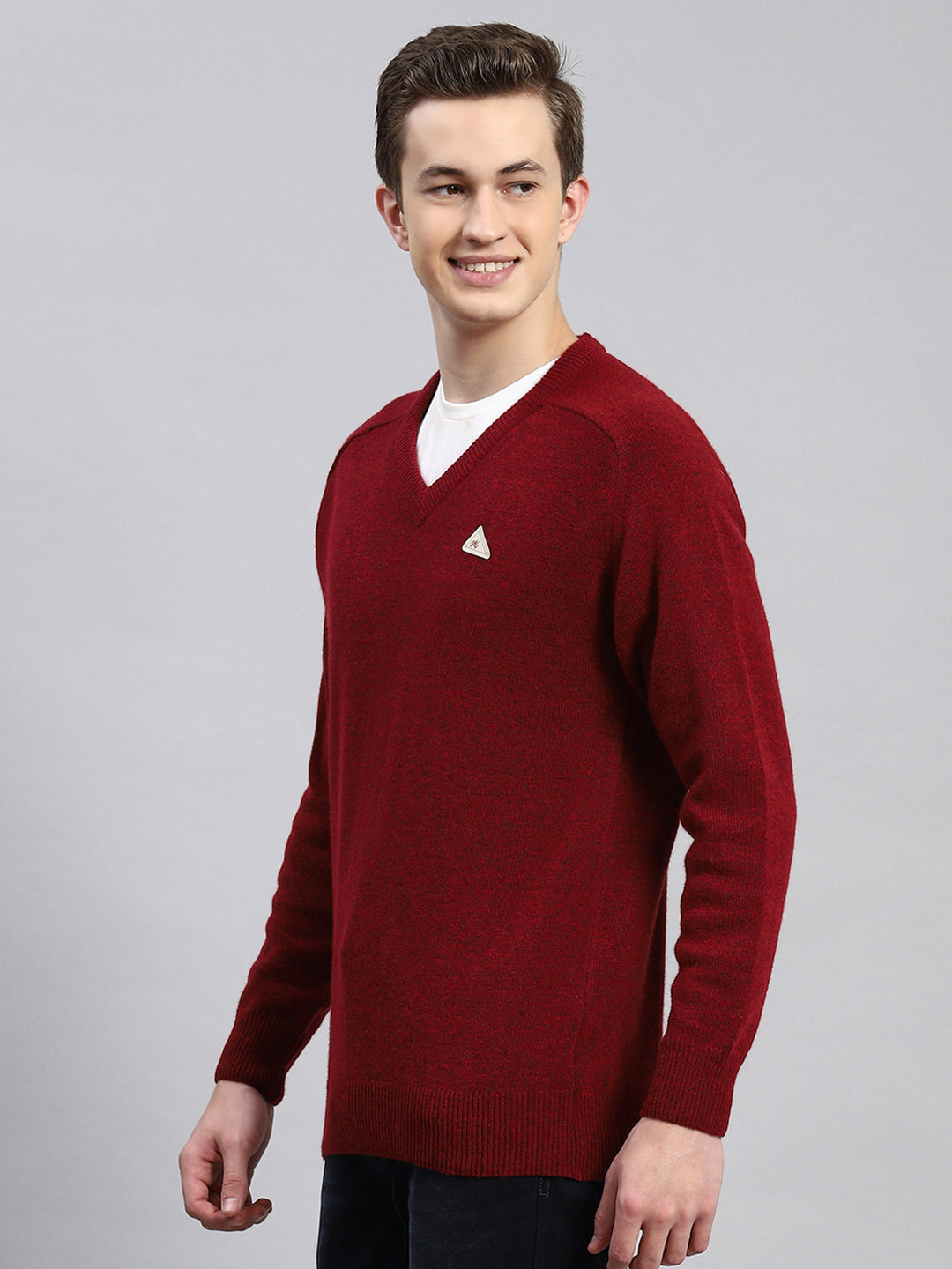 Men Maroon Solid Pullover