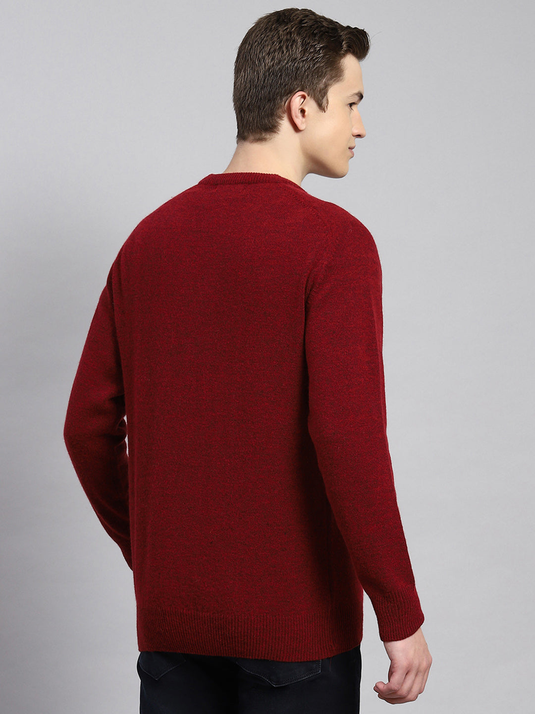 Men Maroon Solid Pullover