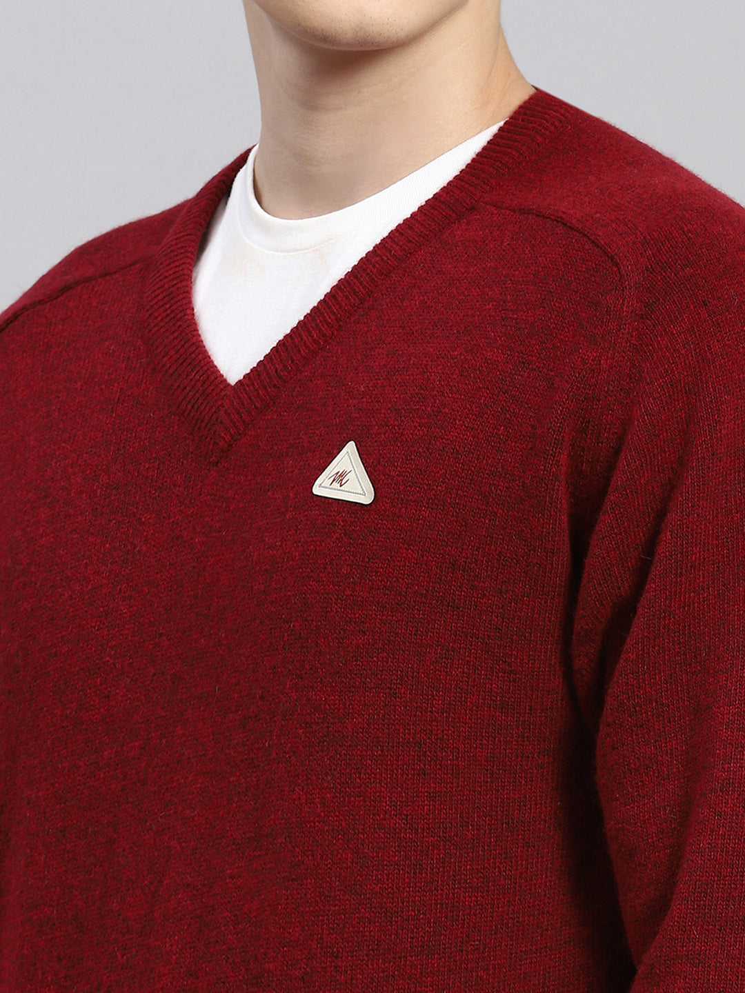 Men Maroon Solid Pullover