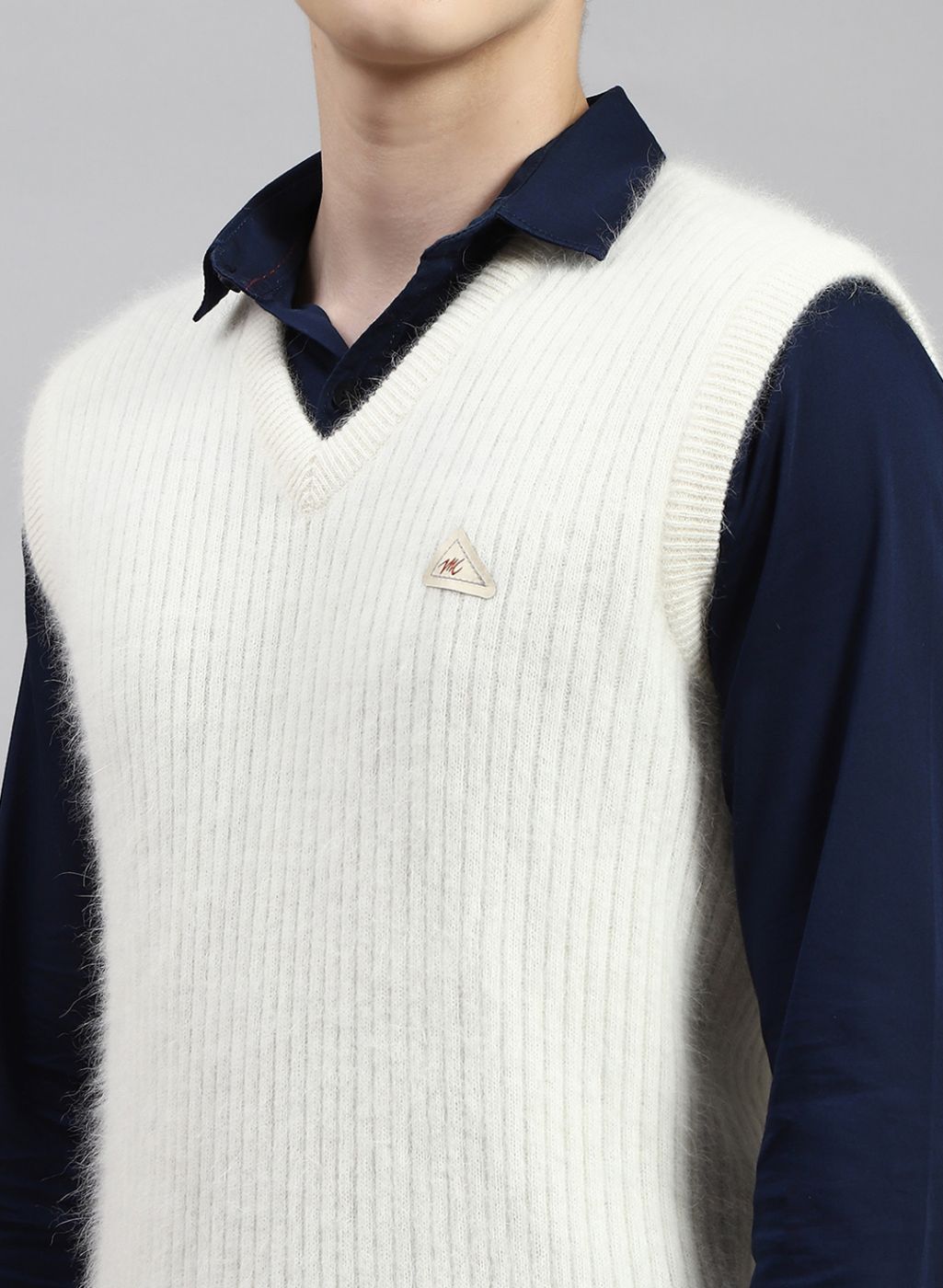 Men Off White Solid Angoora Sweater