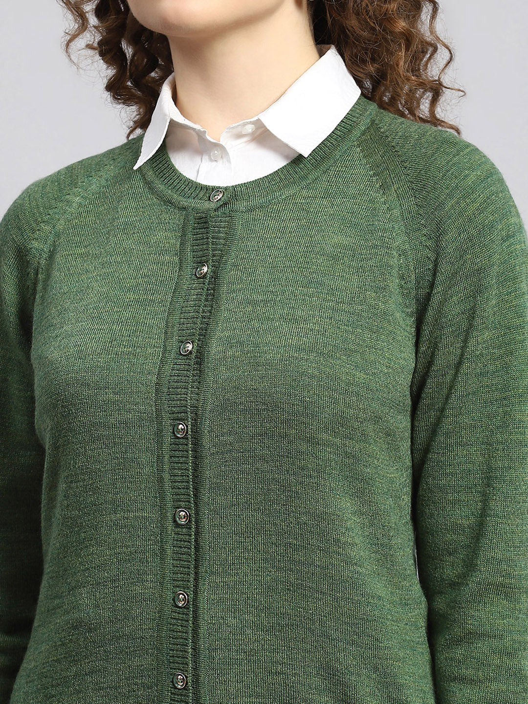 Women Green Solid Cardigan