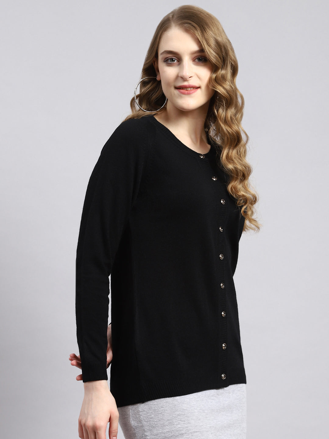 Women Black Solid Cardigan