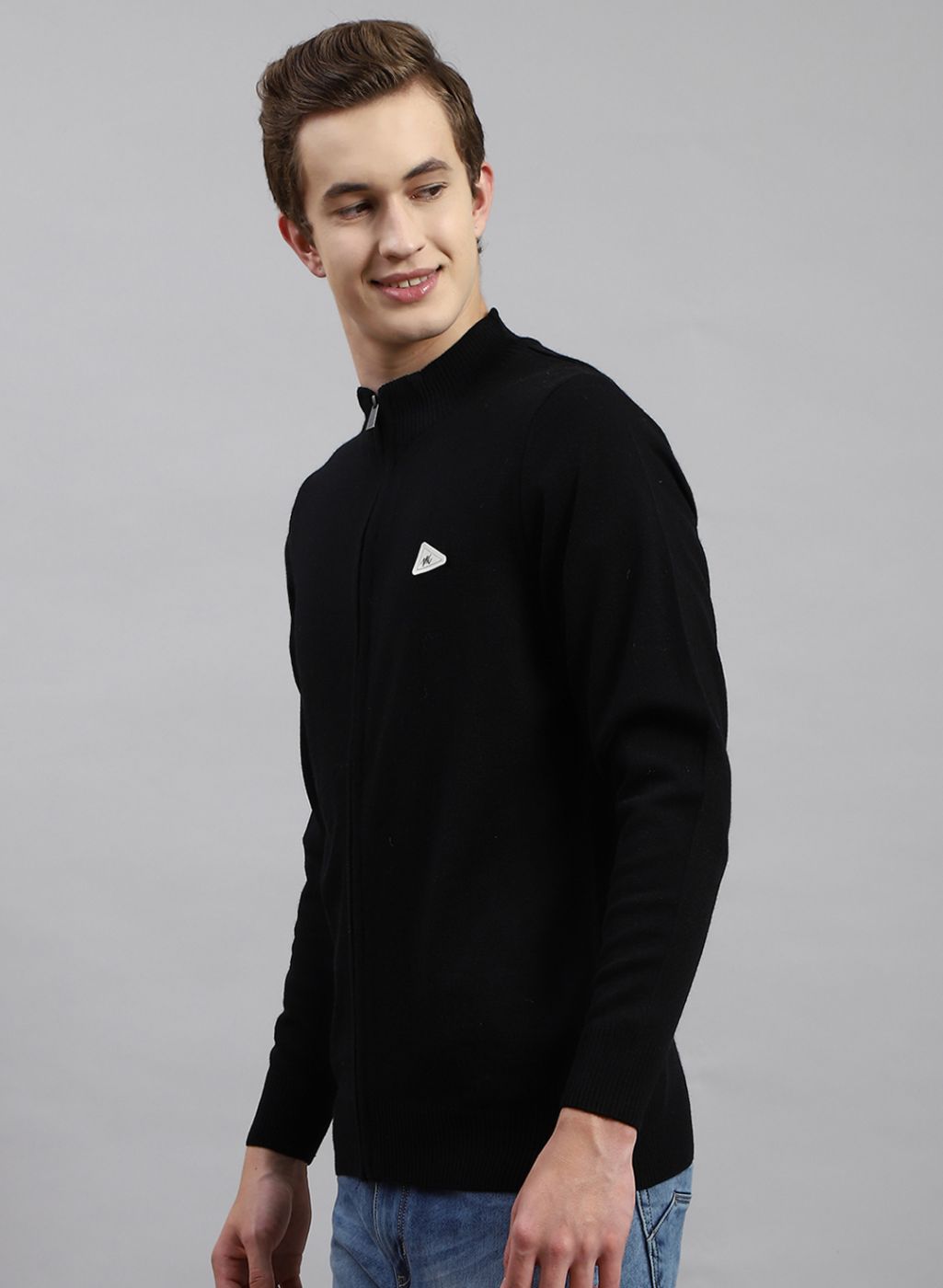 Men Black Solid Wool blend Pullover