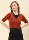 Women Rust Orange Solid Pure wool Blouse
