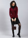 Women Maroon Solid Pure wool Cardigan