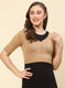 Women Camel Brown Solid Blend wool Blouse