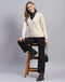 Women Beige Solid V Neck Full Sleeve Cardigan