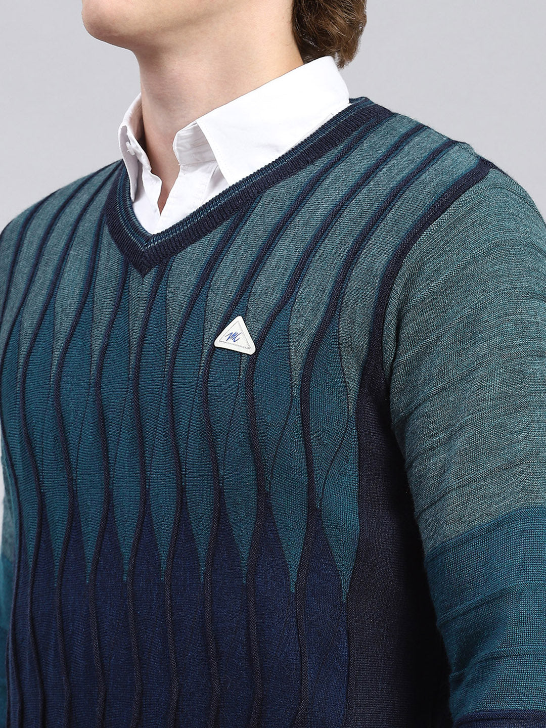 Men Navy Blue Printed Pullover